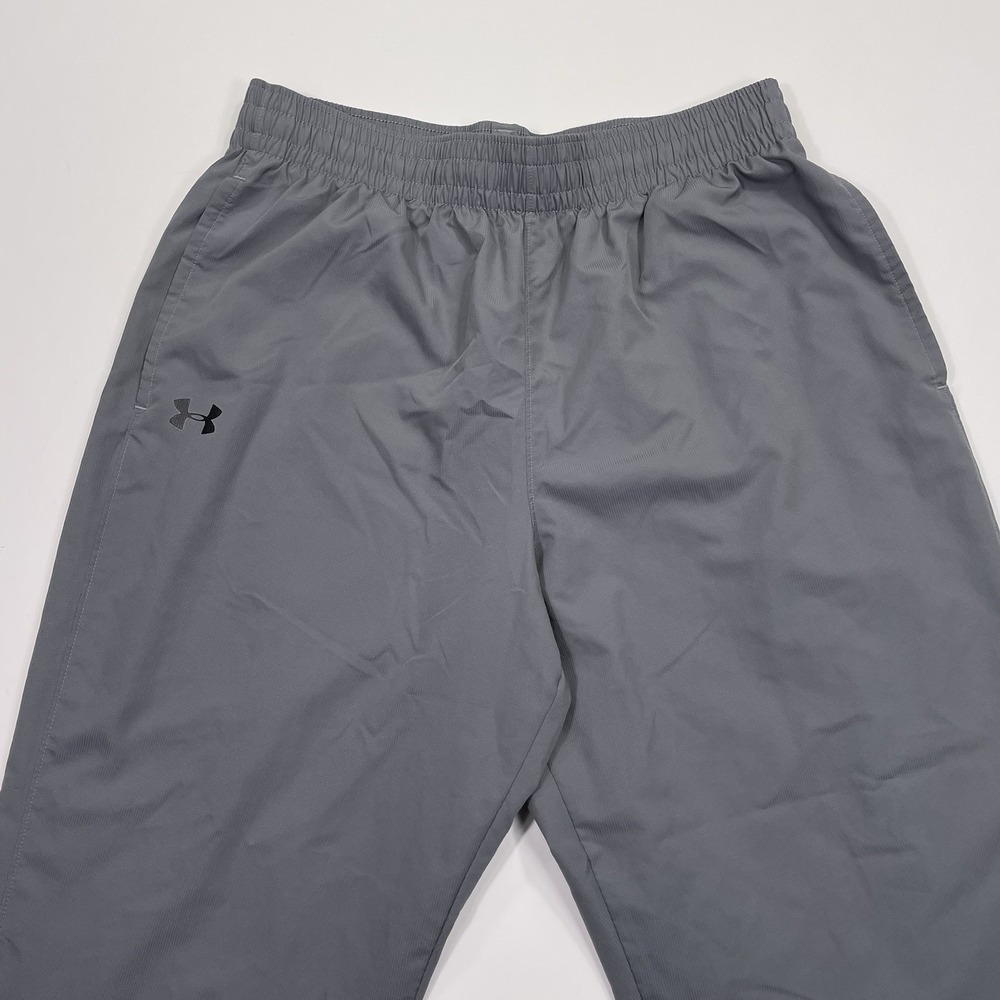 Under Armour Windbreaker Pants Men's XL Gray Mesh Lined Zipper Pockets Track